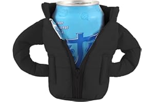 HJSSAA Beer Can Coolers Jacket,Can Cooler Sleeve,Can Cooler Insulated Vest Jacket Cover for 12oz Cans,Beer Gifts for Men Women Beer Lovers,Beverage Jacket Drink Coolies (Black)