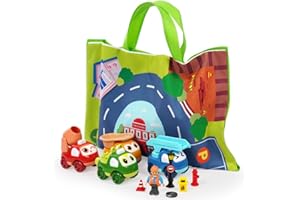 Aolso giocattolo set per auto con camion dei cartoni animati, tappetino da gioco/borsa di stoccaggio, set di veicoli da costruzione 11 pezzi