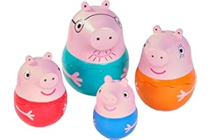 Toomies Peppa Pig Nesting Family Bath Toy, Babies and Toddler Water Toys, Stacking and Nesting Figures for Sensory Play, Beach and Pool Toys, Easy to Clean, Peppa George Mummy Daddy, 18 Months and Up