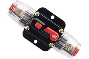 RKURCK 12V-24V DC 80 Amp Circuit Breaker, Fuse Holder, Inline Fuse Block For Car Audio Solar Inverter System Protection (80A)