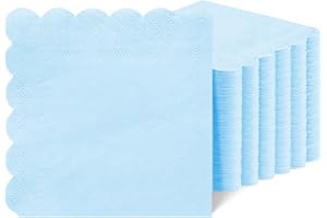 Flintronic 40 st. servetter ljusblå, 2-lagers vågiga pappersservetter, 31 x 31 cm festservetter, engångsservetter dessertservetter för födelsedagar, bröllop, baby shower, konfirmation dekoration