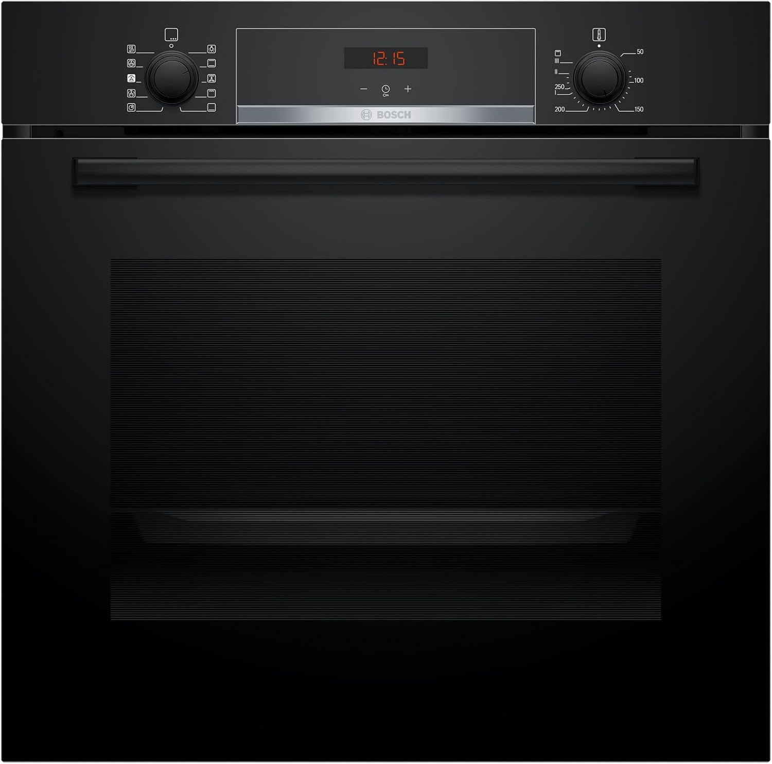 Bosch, Series 4, HQA534BB3B, 60cm Built-in Single Oven with Added Steam function and Hotair Steam, Red LED display, 3D Hotair and Eco Clean Direct in Black