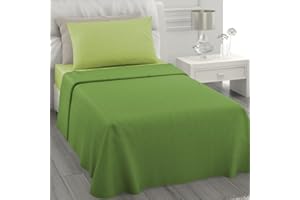 L'ANTICO ARCOLAIO - Set Lenzuola Letto Singolo 3 Pezzi (Lenzuolo Sotto Verde C, Lenzuolo Sopra Verde S) Completo Letto Singolo Jaquard in Microfibra, No Stiro, Biancheria da Letto Made in Italy