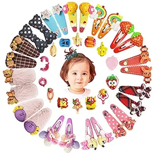 Sanas 20 Pcs Tic Tac Combo Set For Baby Girls Hairpins Tictac Pins Fruits Cartoon Designs Cute Beautiful Gift Combo Set Hair Accessory For Babies Girls Latest Tic-Tac Snap Clips ? Pack of 20 Pcs