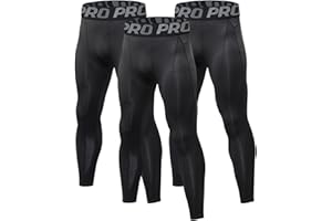LANBAOSI Lot de 3 Leggings Compression Homme Thermique sous-Vêtement Caleçon Long Hiver Chaude Couche de Base Pantalon