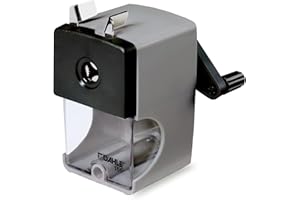 Dahle 155 sacapuntas de mesa manual para lápices de hasta 12 mm - Sacapuntas de precisión con manivela - Sacapuntas profesional en gris para la oficina y la escuela