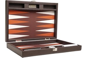 SILVERMAN & CO. 13-inch Premium Backgammon Set - Travel Size - Dark Brown Board