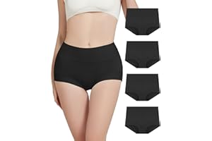 Bobelle Wear Women's High Waist Boxer Shorts Cotton Breathable Briefs Stretch Panties Hipster Underwear Women Pack of 4 (M-2XL)