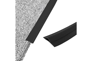 ZOSPPEI Bande de rive flexible pour moquette,Bande de rive auto-adhésive de 10 pieds,Bande de transition pour moquette,Bande de rive flexible pour tapis,Protection des bords de porte,Noir