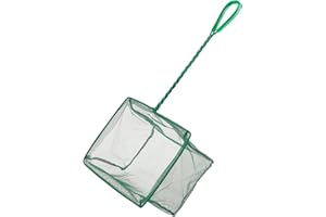 Pawfly Red para Peces de Acuario de 10/15/20/25 cm Mango Red Cuadrada Grande con Malla Fina Suave Red de Limpieza para Peceras Pequeños Estanques Koi y Piscinas