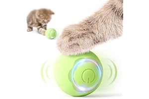 Baytion Gioco Gatto Interattivo Palla Giocattolo per Gatti in Casa Intelligente Rotolante Automatica, con 2 Modalità, Luci a LED Mutevoli, Ricaricabili di Tipo C per gatto e cucciolo, Verde