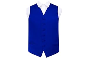 DQT Plain Satin Classic Glossy Wedding Waistcoat Vest Suit for Men