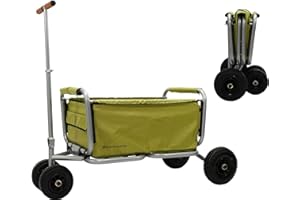 ‎BEACHTREKKER Beachtrekker Life Faltbarer Bollerwagen + Feststellbremse, klappbarer Handwagen (Gummi/PU-Reifen, Oliv)