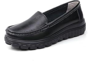 WYGWLG Women Nurse Shoes, Women's Air Cushion Slip-On Non-Slip Breathable Leather Nurse Shoes, Lightweight Comfortable Healthcare Orthopedic Shoes, Ideal for Nurse Healthcare Crews