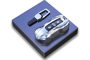 LORESJOY Funda para Llave Compatible con Audi Keyless A4 A5 Q7 Q5 TT TTS S4 S5 RS4 RS5, Funda de Protección Smart Key con Llavero, Funda de Aleación de Zinc, Funda Llave de Coche(Plata A)