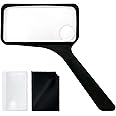 Magpro Rectangular Handheld Magnifying Glass 3X Scratch Resistant Glass Lens with 1 Bonus Card Magnifier for Seniors Reading, Hobbies, Repair, and Observation