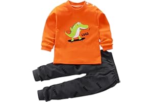 XINYUNZU Jungen Langarmshirt mit Hose Kinder Kleidung Set Baumwolle T-Shirt und Sporthose Set Trainingsanzug Schlafanzug Pyjama Set Boys Bekleidungssets für 1-7 Jahre