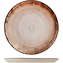 H&H, Artisanal, Set 12 Piatti Piani, In Stoneware, Blu Cm 27