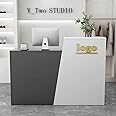 L-shape Reception Room Front Desk, Modern Small Retail Checkout Counter with Drawer and Storage Cabinet, Computer Workstation for Salon Lobby Office, for Clothing Store/Retail Store
