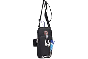 BAGZY Sport Armtasche Armbänder Handytasche zum Umhängen Crossbody Schultertasche Sport-Armband Laufen 6,7 Zoll Handytasche Reise Brieftasche Geldgürtel für iPhone 13 Pro/12 Pro Max/XS (Schwarz)