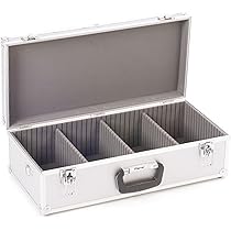 Perel Coffret pour 40 CD, verrouillage à clé, 2 clés, aluminium, 280 x