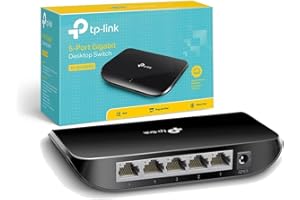 TP-Link TL-SG1005D - Switch Ethernet Gigabit de 5 Puertos (10/100/1000 Mbps), Plug & Play, Sin Configuración, Bajo Consumo Energético, Silencioso y Compacto, Hub Ethernet , Diseño aerodinámico
