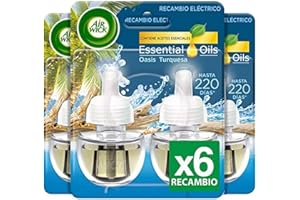 Air Wick Eléctrico - Recâmbios de Ambientador, Esencia para Casa con Aroma a Oasis Turquesa, Fresca, Pack de 6, 114 Mililitros