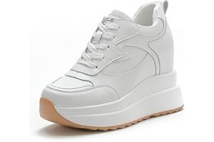 MIEHUIAI Sneakers Alte Donna Sneakers Zeppa Interna Eleganti Piattaforma Scarpe con Tacco Interno 10 cm Moda Pelle Casual Scarpe da Ginnastica