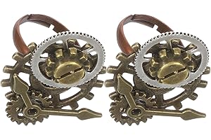 OATIPHO Set di 2 anelli vintage Steampunk in ingranaggi creativi, anelli in metallo regolabili, per uomo e donna elegante decorazione in stile retrò per gli amanti dello steampunk, 3*2.5cm, Metallo