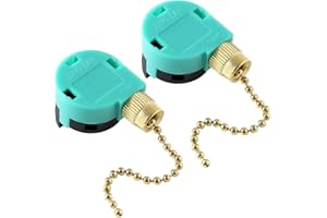 Laroal Interruptor de Cadena de 2 Piezas, 3 velocidades, 4 Cables, Repuesto ZE-268S6, Interruptor de Control de Velocidad para lámpara de araña (Verde)