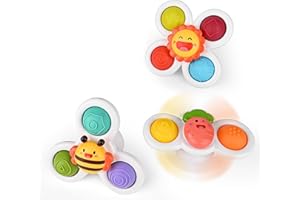 Euakee Saugnapf Spielzeug Baby, 3 Stück Sensorik Spielzeug Lustige Cartoon Wasserspielzeug für Kinder Spinner Baby Badewannenspielzeug mit Saugnapf Toddler Sensorik Spielzeug Baby ab 6 Monate