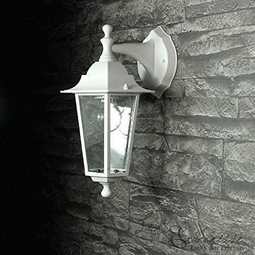 Außenlampe Wandleuchte „Paris“ in matt-weiß/grau / hängend mit E27-Fassung bis 60W 230V / Beleuchtung für Hof und Garten - 5