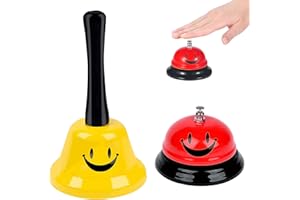 CHUANGOU Set of 2 bar table bells, hand bells, for hotel reception, kitchen, school, restaurant (red/yellow)