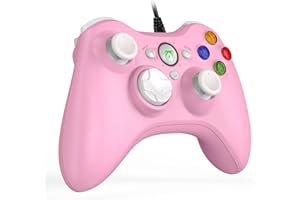 DYONDER Wired PC Controller,Game Controller Joystick with Dual-Vibration Turbo and Hall Trigger Buttons for Windows PC/ PS3/ Android TV Box/Tesla(Pink)