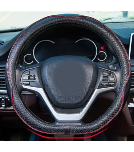 Coprivolante In Pelle Per Peugeot 308 SW GT 2022-2024 – Antiscivolo, Traspirante, Diametro 37-38 Cm (Nero)