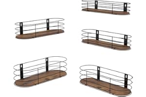 ‎EYMPEU EYMPEU Wandregal 5er Set, Schweberegal mit rustikalem Holzbrett und schwarzem Metall für Küchen Wohnzimmer Badezimmer Büro