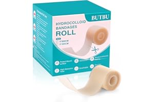 BUTBU Hydrokolloid plaster na rany, rolka 5 x 365 cm, samoprzylepny, wodoodporny plaster na rany hydrokoloidowe, oddychający, przyjazny dla skóry, na wysięki, pęcherze, trądzik, powierzchowne leczenie