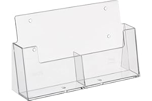 taymar Porte-brochures, Porte-flyers 2 cases DIN A6, Présentoir à prospectus avec 2 compartiments Présentoir de table pour flyers tranparent