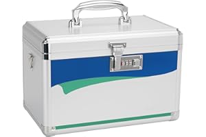 GODLONSEN Cassetta di sicurezza per medicinali, con serratura a combinazione, piccola, 25,4 x 15,2 x 16,7 cm, per medicinali con codice, cassetta di sicurezza per medicinali, cassetta di sicurezza per