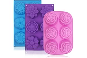 AIFUDA 3 stampi per sapone, 6 cavità in silicone per realizzare sapone, muffin, vassoi, cupcake, torta, torta di luna