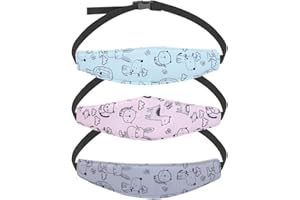 OGLYMRA 3 Pièces cale tete enfant voiture, Soutien de Tête de Siège de Voiture pour Enfants, Sangles Réglables, Bandeau Voiture pour Protéger Cou/Epaules