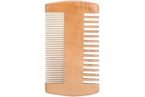 ZHDWC Wooden Beard Comb, Beard Combs for Men, Beard Combs for Detangling Beard Hair Anti-Static Wide and Fine Tooth Reversible Pocket Beard Comb Ideal Perfect for Grooming & Detangling (Brown)