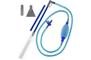 CUSROS Hot Tub Vacuum, 10 FT Manual Cordless Pool Fish Tank Water Change Vacuum Cleaner, Handheld Spa Vac with Squeeze Bulb, 2 Nozzles, Flexible Hose for Cleaning Dirt and Debris Blue Short