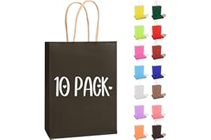 ARTCUT 10 PCS pochette cadeau, sac cadeau, sac papier, Birthday Gift Bag for Presents, Paper Gift Bags for Birthday, Party, 150x80x210mm, Noir