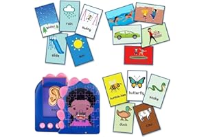 ENCOURAGING SPEECH THROUGH INTERACTIVE PLAY (E-STIP) E-STIP Talking Flash Cards for Toddlers to Encourage Words and Sentences 3 4 5 6 Year Old|Early Year Educational Toys for Toddlers, Montessori Learning Flash Card Reading Machine with 165 Cards