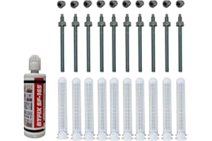 BATIFIX Schwerlast-Montageset I M8x110 Ankerstangen verzinkt + Siebhülsen inkl. Injektionsmörtel und Hutmuttern I Schwerlast-Anker I Schwerlast-dübel (Verzinkter Stahl, M8 x 110 mm)