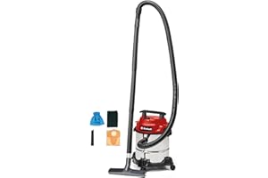 Einhell Aspirateur eaux et poussières TC-VC 1812/1 S (1 250 W, 180 mbar, 4 roulettes, cuve de 12 l, avec suceur plat et brosse combinée, filtre en mousse, sac collecteur de poussière et sac filtrant)