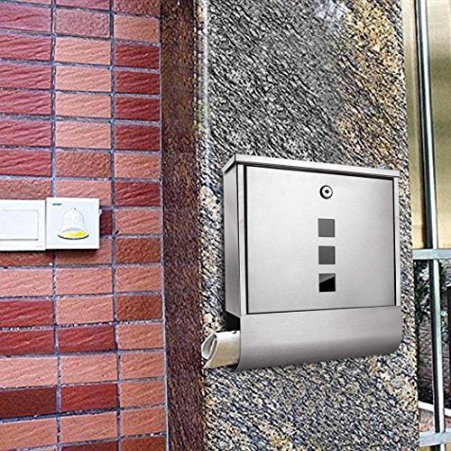 Preisvergleich Produktbild Beautytalk Briefkasten Edelstahl Wandbriefkasten Mailbox Postfach mit Zeitungshalter Post Letterbox (DE Lager)