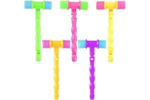 TELADESHX Squeaky Hammers,5 Pcs Mini Squeaky Hammer Pounding Toy Plastic Whack-a-Mole Hammers for Baby Toys or Party (Random Color)