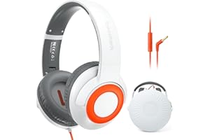 TONOSHARK Kopfhörer für Schulkinder mit Kabel, Klappbar mit Mikrofon & Gehörschutz (85/94 dB). Kinderkopfhörer für Homeschooling, Online-Lernen und Unterricht. Faltbare Kopfhörer Mädchen/Jungen (Weiß)